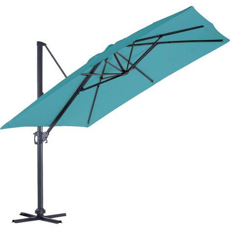 Parasol en Aluminium à Pied Déporté de 3 x 3 m Bleu Pétrole 3 m (1/5)
