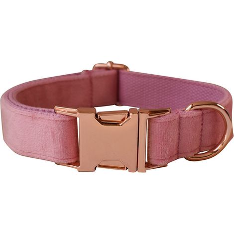 Collier Et Laisse Pour Chien En Velours - Boucle Dorée Robuste Réglable 360 Degrés - Pour Promenade Et Dressage Quotidien - Ensemble 2 Pièces (1/5)