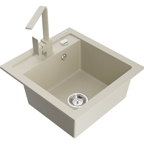 Mexen Vito 1-Becken-Granit-Spüle mit Mischbatterie Rita, Beige - 6503-69-670300-69 (1/4)