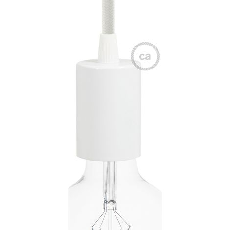 creative cables - Kit portalampada E27 cilindrico in Metallo - Conico, Bianco Lucido