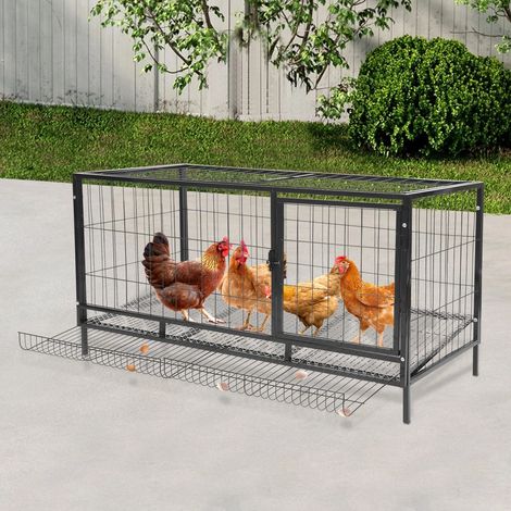 Schwarzer Haushalt Indoor Outdoor Hühnerkäfig Zuchtkäfig, große Kapazität Hühnerhütte, Ei-Pick-Funktion, 120  58  62cm