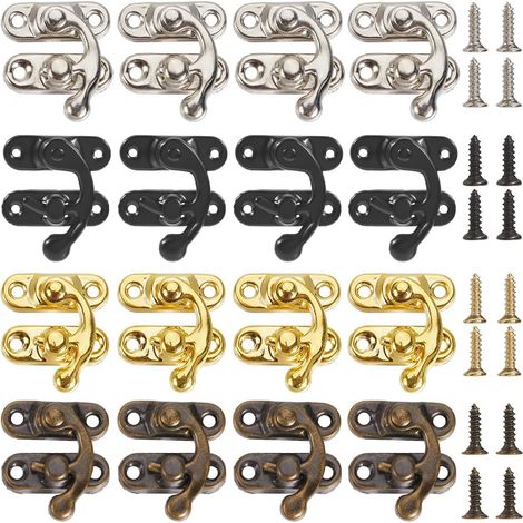 Lot de 24 fermoir, loquet à bascule, métal, 23x25.5mm, noir et or, pour valise, boîte à bijoux
