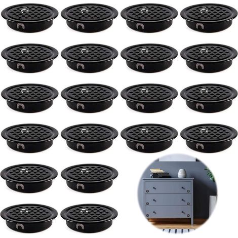 20 Stück 35mm Lüftungsgitter Edelstahl Rund Lüftungsloch Belüftungsgitter Rund für Wohnmobil/Badezimmer/Küche usw (Schwarz)