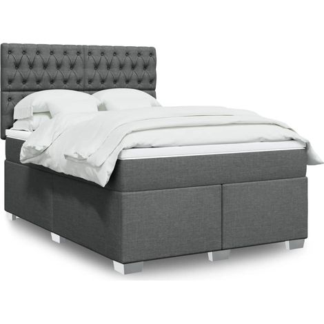 Boxspringbett mit Matratze Dunkelgrau 160x200 cm Stoff