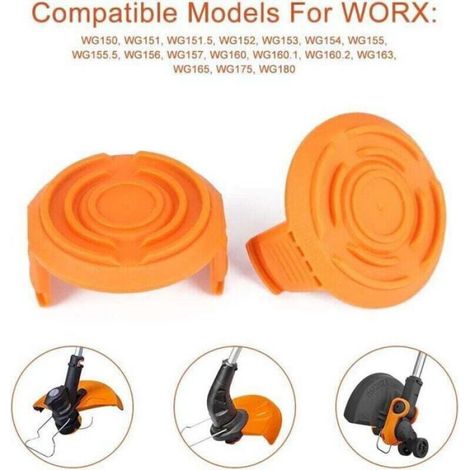 Capuchon De Bobine - Lot De 3 - Pour Coupe-Bordures Worx Modèles WG150 À WG180 (1/4)