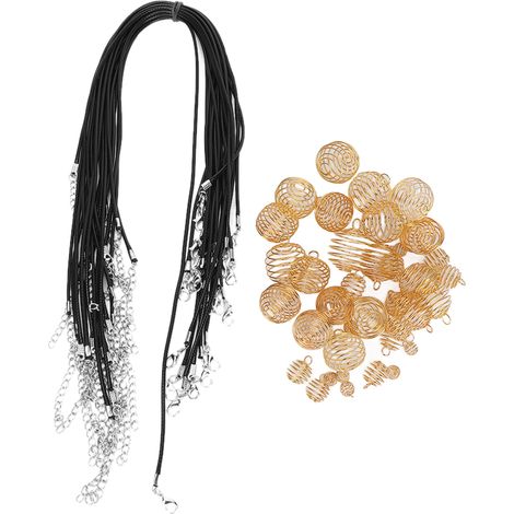 Collier DIY Perles Ressort en Alliage Tendance, Corde en Cuir PU, Accessoires de Mode pour Cheveux et Dreadlocks, Doré (1/5)