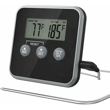 Thermomètre de cuisine numérique pour viandes et aliments, avec sonde, minuterie et alarme, pour four, gril, barbecue et pâtisserie maison.-AquaForge (1/5)
