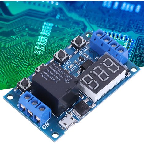 DC 6V30V Triggerverzögerungs-Ein/Aus-Zyklus-Timer-Relais-Schaltmodul mit digitaler LED-Anzeige, Micro-USB 5V (1/5)