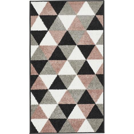 Tapis salon et chambre 160x235 gris et noir rectangle tissé motif géométrique KARCA