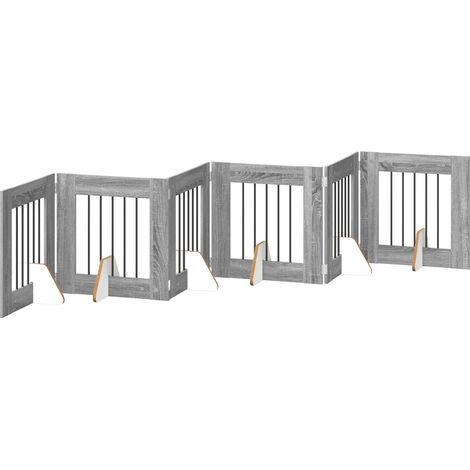 vidaXL Porte de chien pliable avec supports 6 pc Sonoma gris 362 cm