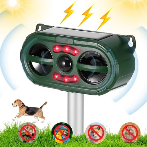répulsif à ultrasons pour animaux, répulsif solaire pour chats avec capteur PIR et flash, 5 modes de réglage, IP54 étanche, répulsif efficace pour chats, chiens (1/5)