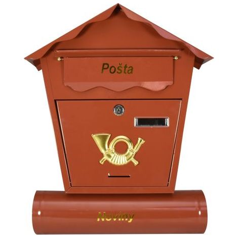 Briefkasten NESTOR, 370x100x440 mm, Post, mit Zeitungsfach, braun