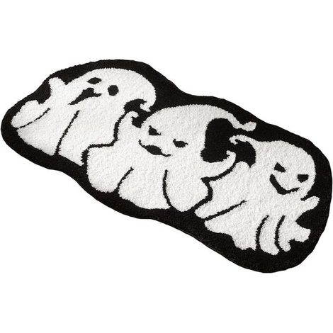 Tapis de porte décoratif d'Halloween - Motif citrouille, fantôme et chat noir - Tapis antidérapant pour salle de bain, cuisine, douche et chambre (1/5)