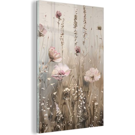 TABLEAU EN PLEXIGLAS Fleurs - Rose - Moderne - Beige Décoration Chambre 40x60 (1/5)