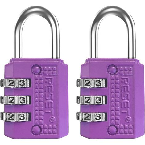 Zahlenschloss 3-stellig neu codierbar Violett 2 Stück für kleine Gegenstände