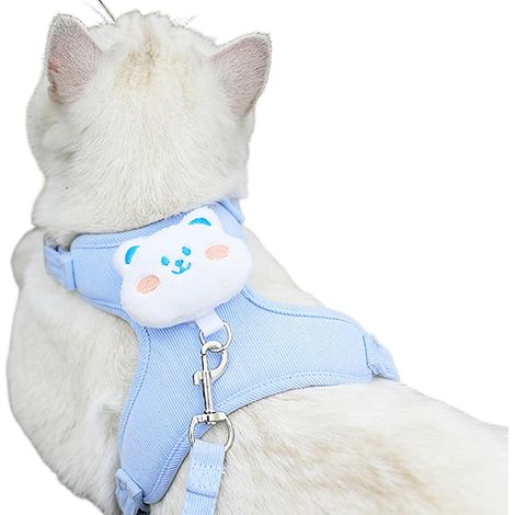 Niedliches Hunde-Set mit Halsband, Geschirr und Leine, verstellbare Hundeweste, gepolsterter, atmungsaktiver Mesh-Sicherheitsgurt für Welpen, blau (1/3)