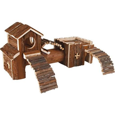 Système tunnel frida, dègues, en bois d'écorce - 47 × 22 × 15 cm