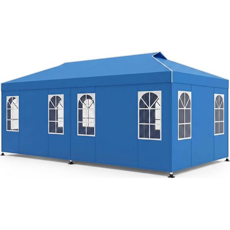 COSTWAY Tonnelle de Jardin Exterieur 3x6m pour Mariage Marché Fête (Bleu)