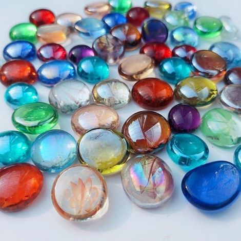 Galets de verre Lot de 50 à 60 pièces Multicolores Décoration pour vases et aquariums 15 à 21 mm 250 g (1/5)