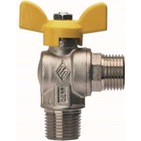 VALVOLA A SFERA PER GAS A SQUADRA, FIL. MASCHIO CON ATT. MASCHIO 1/2&quot x 1/2&quot