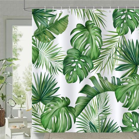 Rideau Bain Polyester 180x180cm Anti-Moisissure 12 Crochets (1/5)