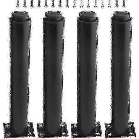 Pieds de support réglables pour meubles, structure en acier et plastique, noir robuste, ensemble de 4 pièces, 25-42 cm, accessoires de meubles à monter soi-même. (1/5)