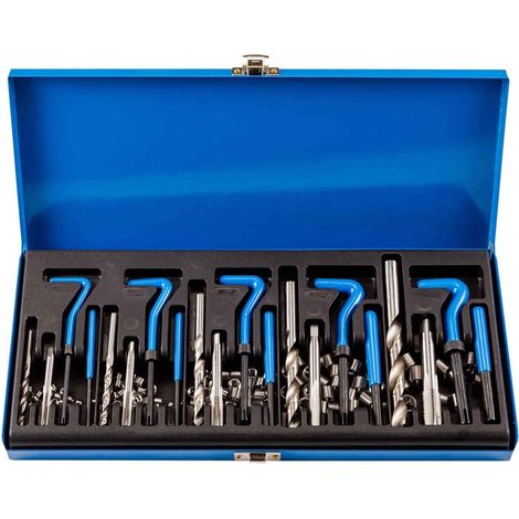 Kit de réparation de filetage hélicoïdal compatible avec manchons métriques M5, M6, M8, M10 et M12 en acier inoxydable (1/5)