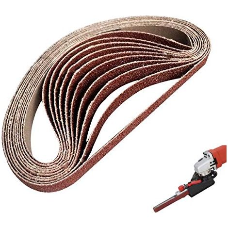 10Pcs 60 À 600 Grit 15Mm X 452Mm Courroies De Ponçage Pour Meuleuse D'Angle Adaptateur De Ponceuse (1/5)