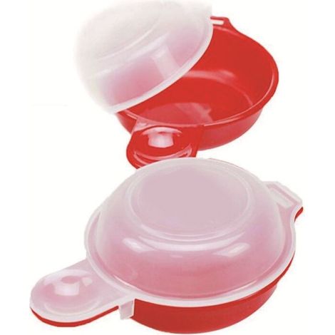 Lot de 2 pocheuses à œufs pour micro-ondes en polypropylène facile et rapide avec couvercle transparent