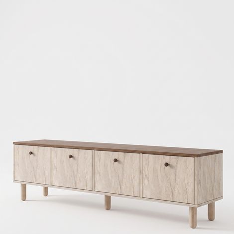 Mobile TV in legno "Pura" - 180 x 50 x 40 cm - Travertino / Noce Venezia (1/5)