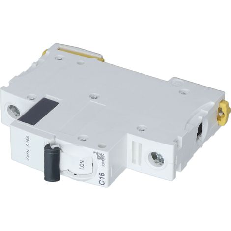 Modularer Leitungsschutzschalter 1P 16A C-Charakteristik, Fehlerstromschutzschalter, DIN-Schiene, 230V/400V, IC65N C16, elektrischer Schaltungsschutz (1/5)