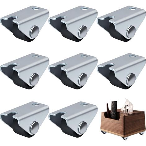 Lot de 8 Mini Roulettes Fixes pour Meubles en PP Épaissi, Roue Directionnelle Rigide en Fer Galvanisé avec 16 Vis Incluses, Petite Roulette Non-Pivotante pour Coffre de Rangement et Bricolage DIY (1/5)