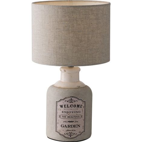 "Lampada da tavolo FACTORY in ceramica con paralume in tessuto beige 54 cm."
