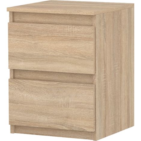 MESITA DE NOCHE SONOMA ROBLE 40 CM 2 CAJONES MESITA DE NOCHE GRANDE NAKASTLIK