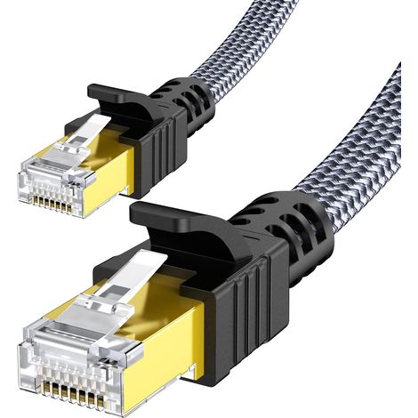 m Ethernet-Kabel, RJ45 Cat 7 Netzwerkkabel 10 Gbit/s 600 MHz High Speed S/FTP Flaches Nylon-LAN-Kabel Internetkabel kompatibel mit Router, Modem, Switch, TV-Box, PC, PS4, PS5 und Spielen (1/5)