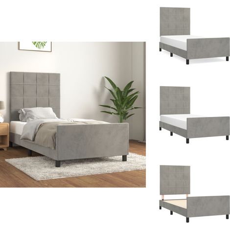 Bettgestell ohne Matratze Hellgrau 90x200 cm Samt - Samtbettwäsche - Bettsofa - Boxspringbett - Doppelbett - Einzelbett (1/5)