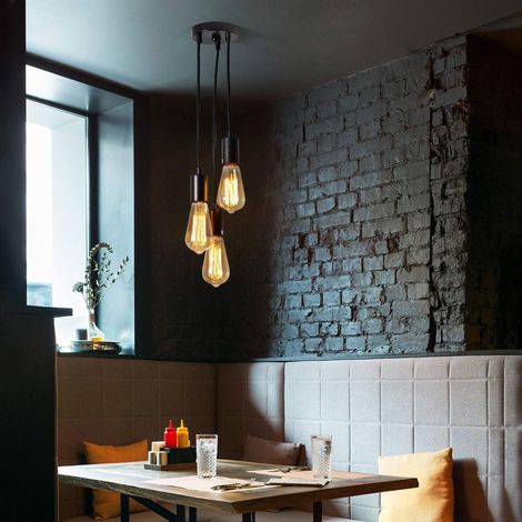 1 Lustre 3 Bras, Abat-Jour Réglable 50CM, Ampoule E27, Design Spirale Noir, Pour Salle À Manger (1/5)