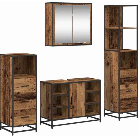 Maison Exclusive - Set di mobili per il bagno con cassetto 4 pcs Legno vecchio