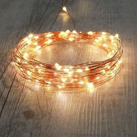 Guirlande lumineuse micro LED - SKYLANTER - 10 m - Blanc chaud - À piles - Interrupteur blanc chaud (1/3)