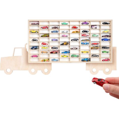 Mensola Portaoggetti in Legno a Forma di Camion - 116x54x5 cm-  con 80 Scomparti Regolabili