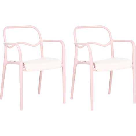 Gartenstuhl 2er Set THASOS Kunststoff Pastellrosa