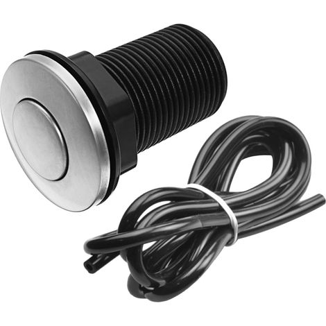 Bouton pneumatique, 32mm, 5 M, inox, avec tuyau (1/5)