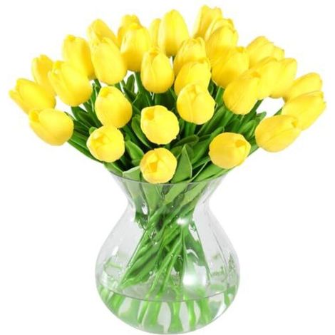 20 künstliche Tulpen aus Latex mit realistischer Haptik, ideal für Hochzeitssträuße, Heim- und Gartendekoration, gelb