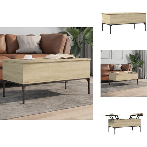 Table basse chêne sonoma 100x50x45cm bois d'ingénierie et métal - Table Basse - Meuble Salon - Table D'appoint - Table Canapé - Design Moderne (1/5)