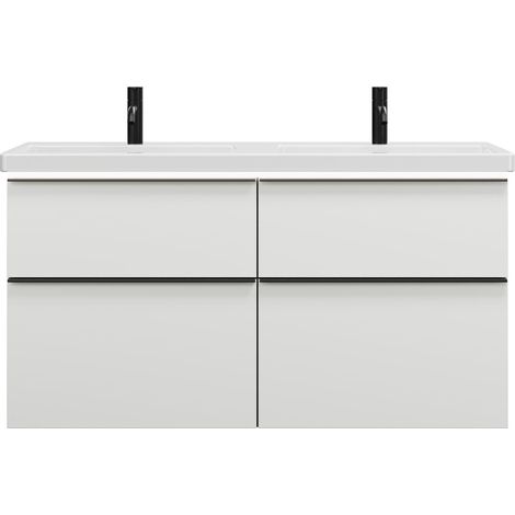 burgbad Eqio lavabo doble de cerámica con mueble bajo para lavabo