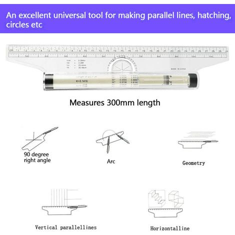 Rollparalleles Lineal 30 cm Professionelles Parallel-Rolllineal Mehrzweck-Zeichenlineal (1/5)