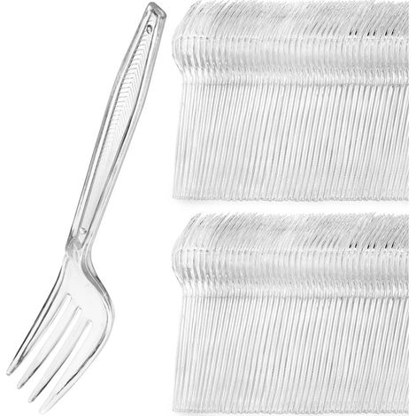 Fourchettes En Plastique Transparent Résistantes Lot De 100 Pieces 15 Cm - Couverts Jetables Pour Barbecue Mariage