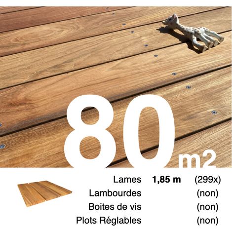 Planches de terrasse bois exotique JATOBA pour 80 m² • Longueur 1,85 m • Livraison gratuite