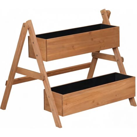 Jardinera elevada escalonada de madera marrón 80 x 62 x 68 cm (1/5)