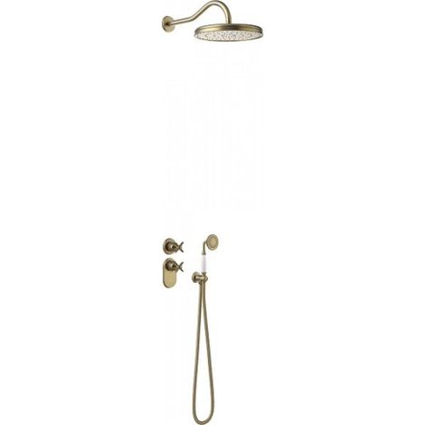 Kit thermostatique de douche encastré 2 voies Tres-Clasic Laiton vieilli Mat - TRES 24235202LM (1/2)